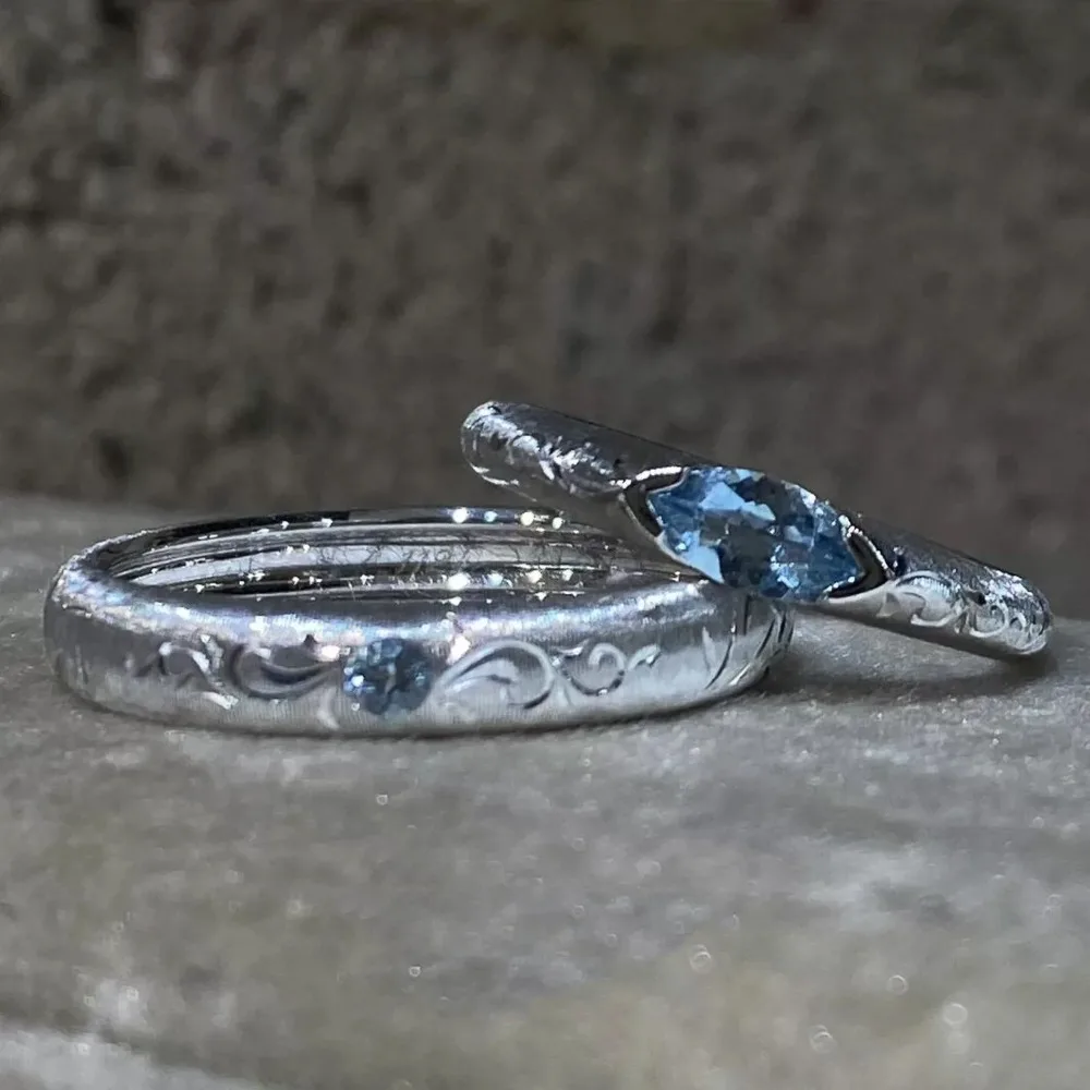 925 Sterling Silver Aquamarine Zircon Couple Rings for Women Men Adjustable Open Promise Band Wedding Valentine Jewelry Gifts
