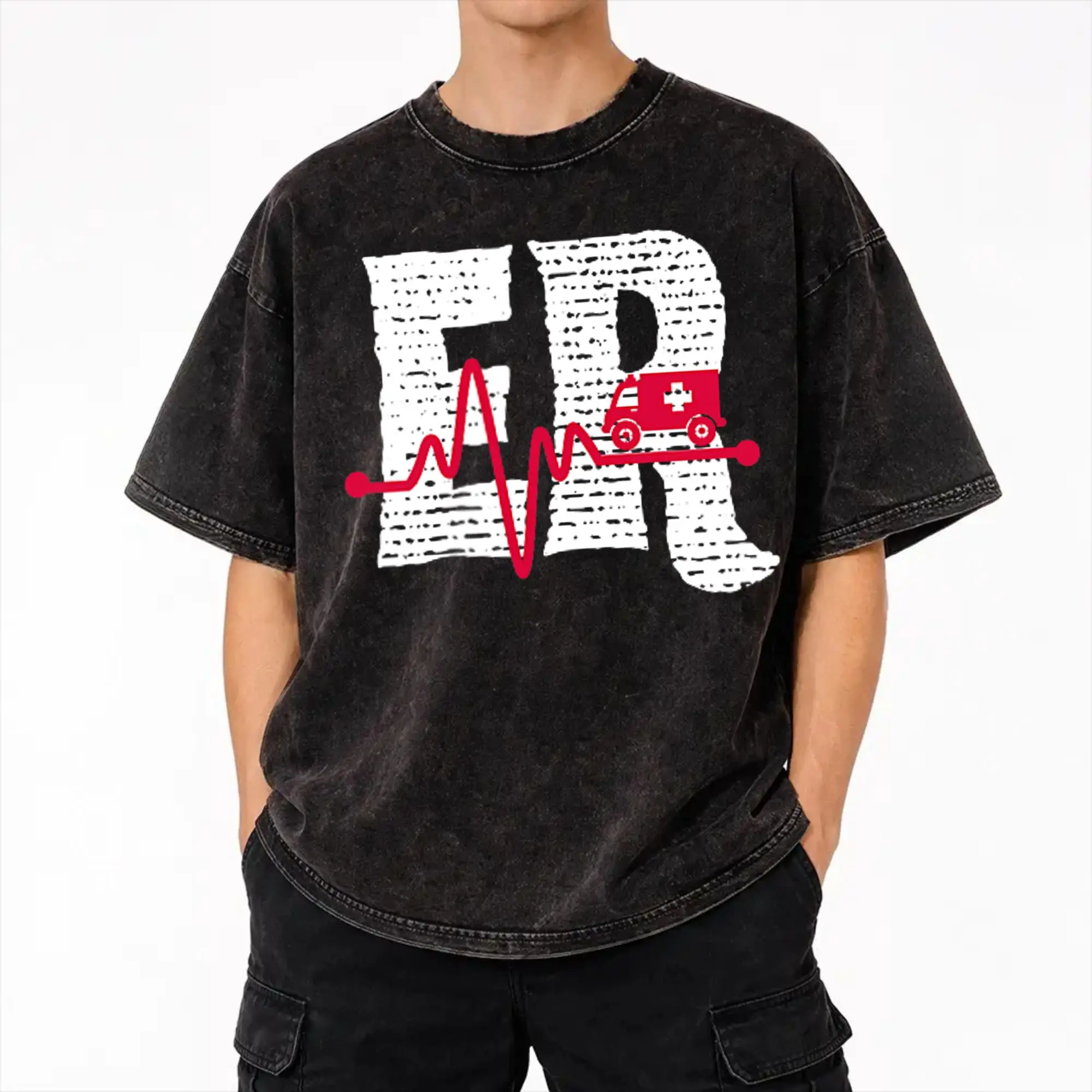 Harajuku Washed Shirts Emergency Department Room Nurse  Merch Retro T Shirt High Street  Streetwear 100% Cotton Summer Tops Tees