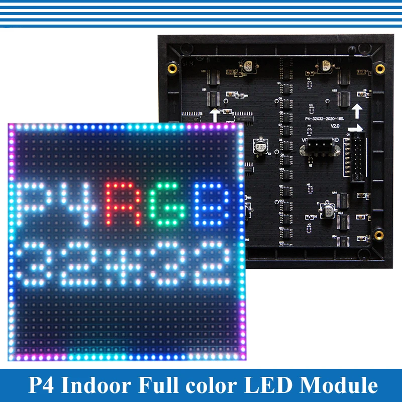 Módulo de panel de pantalla LED P4, 128x128mm, 32x32 píxeles, 1/16 de escaneo interior, 3 en 1, SMD, RGB, a todo color