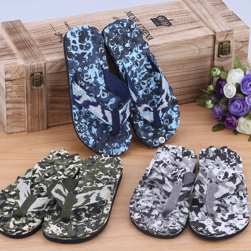 

Men Summer Camouflage Flip Flops Slippers Shoes Sandals Slipper Indoor & Outdoor Casual Massage Men Non-Slip Beach Shoes 40-45