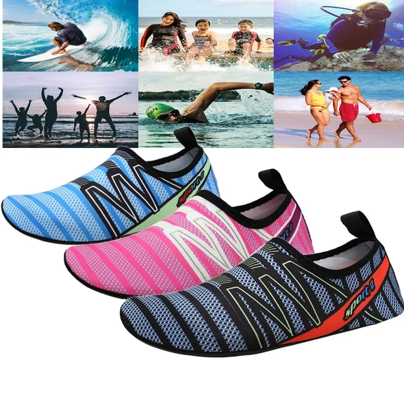 Soft Lightweight Breathable Man Women Aqua Shoes Quick Dry Beach Wading Shoes Outdoor Flat Swimming Shoes Diving Surfing Slipper