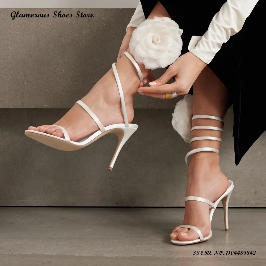 

Sweet Floral Applique Satin Sandals Women's Round Open Toe Thin High Heels Party Wedding Shoes Summer Ankle Strap Stilettos