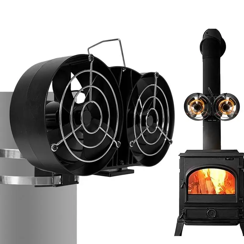 

Heat Powered Wood Stove Fan Head Wood Stove Pipe Fan Non Electric Fan Eco Friendly Fan For Fireplace Wood Burning Stove Home