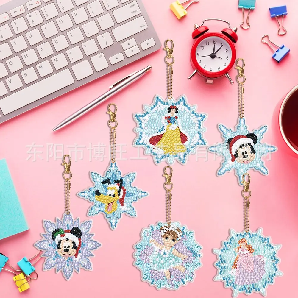 Diamond Painting Disney Characters DIY Keychain Pendant Dot Drill Embroidery Double Sided Point Drilling Acrylic Pendant Handmad