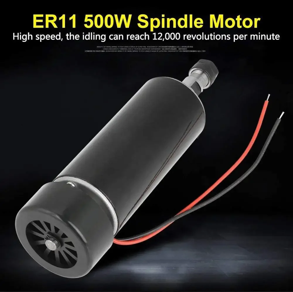 500W Air Cooled Spindle Motor 12000RPM ER11 Chuck Spindle 52mm Diameter 100VDC Motor for CNC Milling Machine Engraving Maching