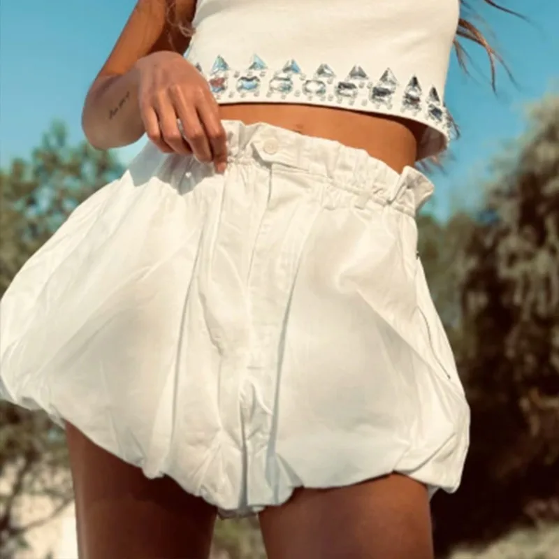 

Tsiisd Casual High Waist Women's Short Pants Loose Fashion Commuting Y2K Streetwear Daily Bubble Shorts Summer Women Short Pants