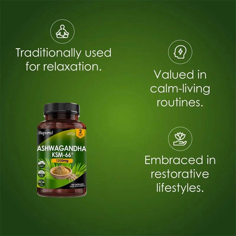 Ashwagandha KSM-66 1200 mg - Soutient la santé du système immunitaire, aide à soulager le stress, améliore l'humeur et augmente l'énergie, sans OGM