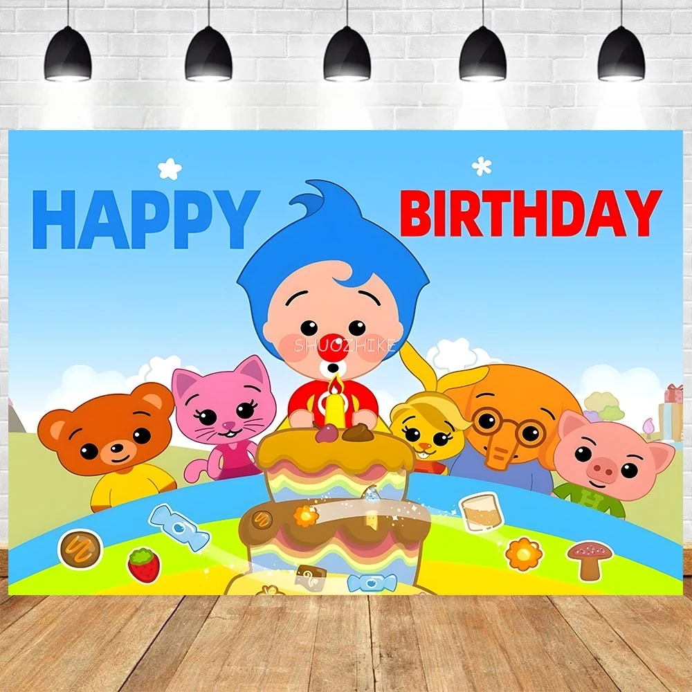 Plim-telón de fondo para Fiesta de cumpleaños, cartel de dibujos animados de cerdo, circo, Fiesta de bebé, utilería de fotografía, JC-74