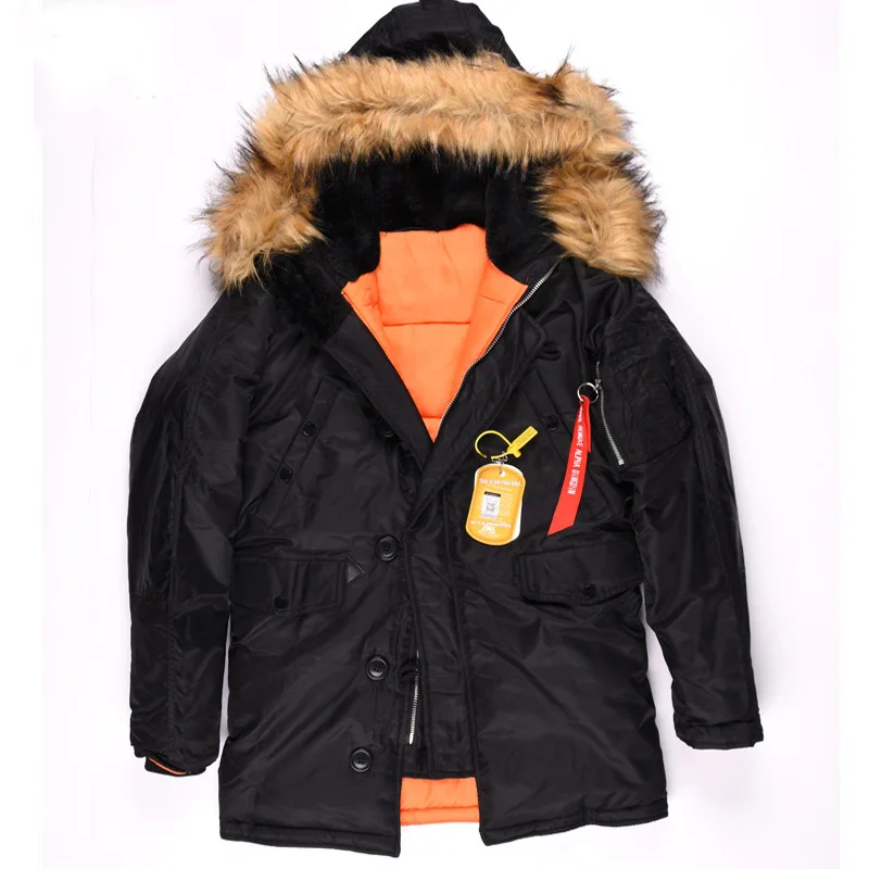 

Men's Hooded Long Parkas Fur Collar Thicken Bomber Coat Winter Warm Cotton Jackets for Men Cotton Overcoat