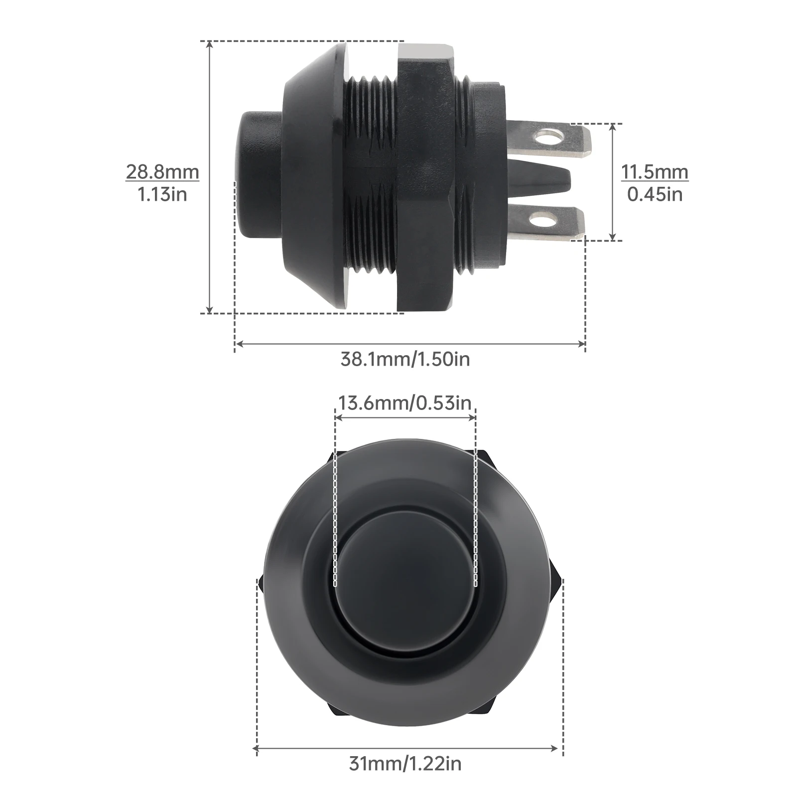 0005455014 2 Pin Truck Horn Button Switch, Wear-resistant Automobile Starting Switch Push  Button ON-OFF