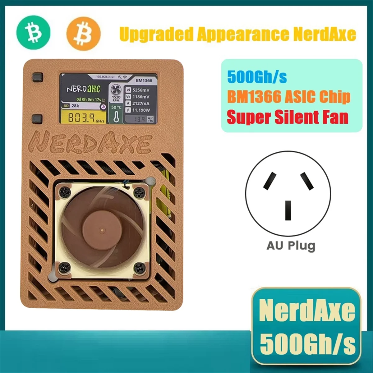 

AB20-NerdAxe Miner 500Gh/S Nerdminer BM1366 ASIC Chip Bitaxe BTC Miner Solo Lottery Miner Супер бесшумный вентилятор AU PLUG