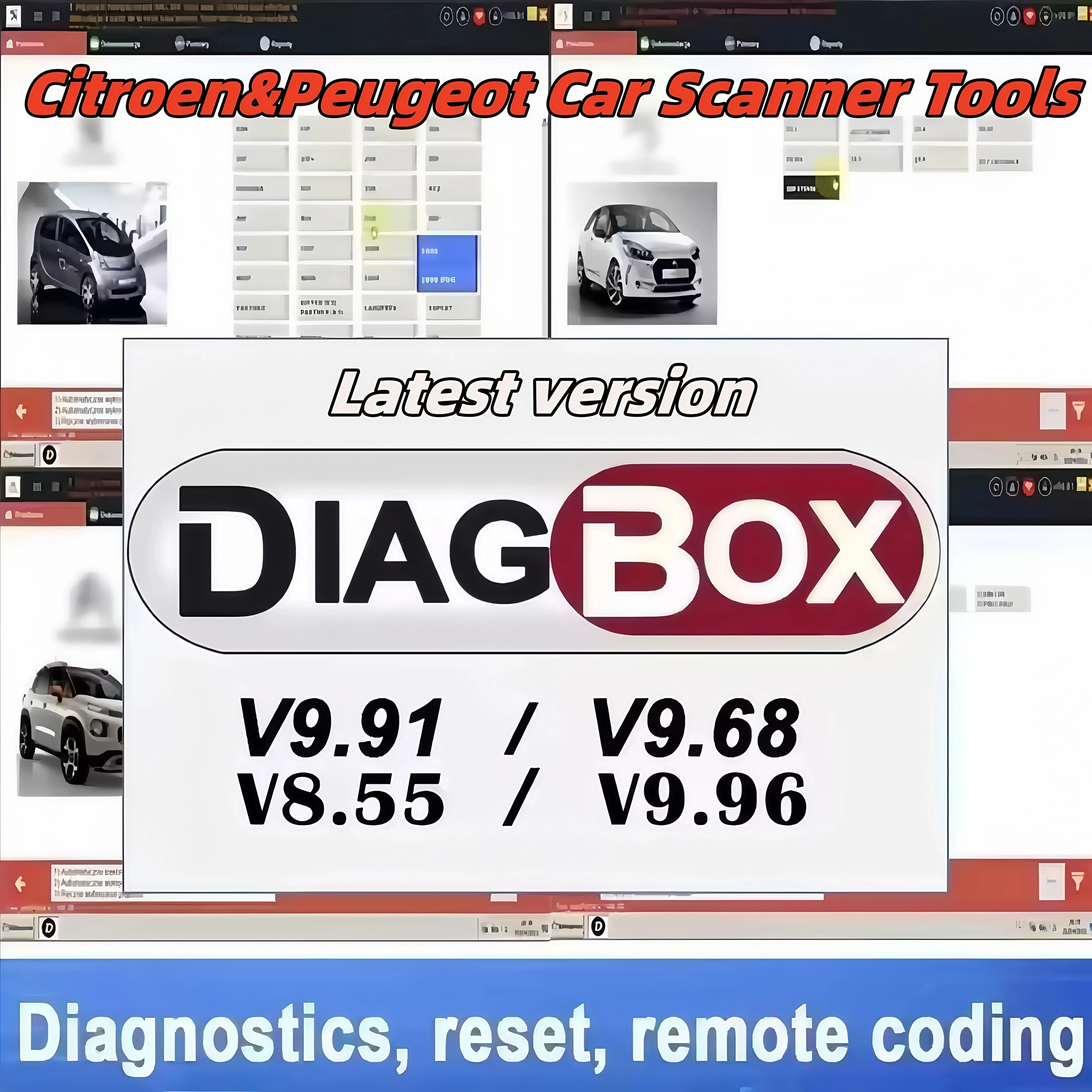 

2025 Newest Diagbox V9.96 Car Diagnostic Tool ⭐ALL in 1 for Citroen/Peugeot 9 Language✅Free Update✅OBD2 Scanner ECU C