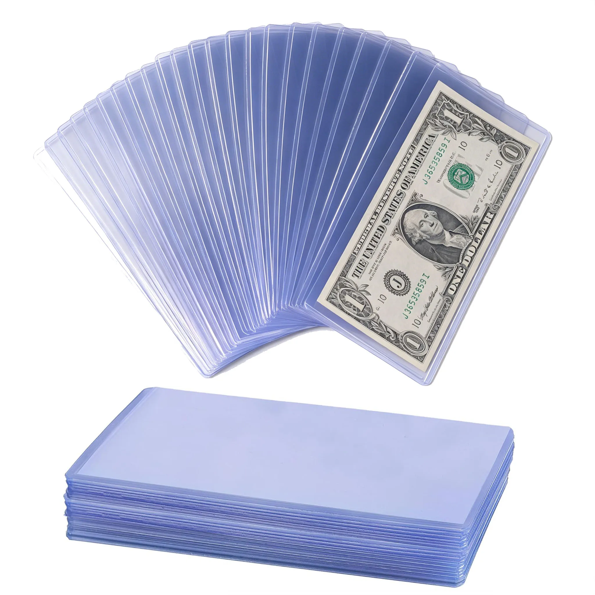 16pcs Bill Sleeves Hard Plastic Waterproof Currency Sleeves Clear Money Holder Banknote Display Protector Organizer Case TMZ