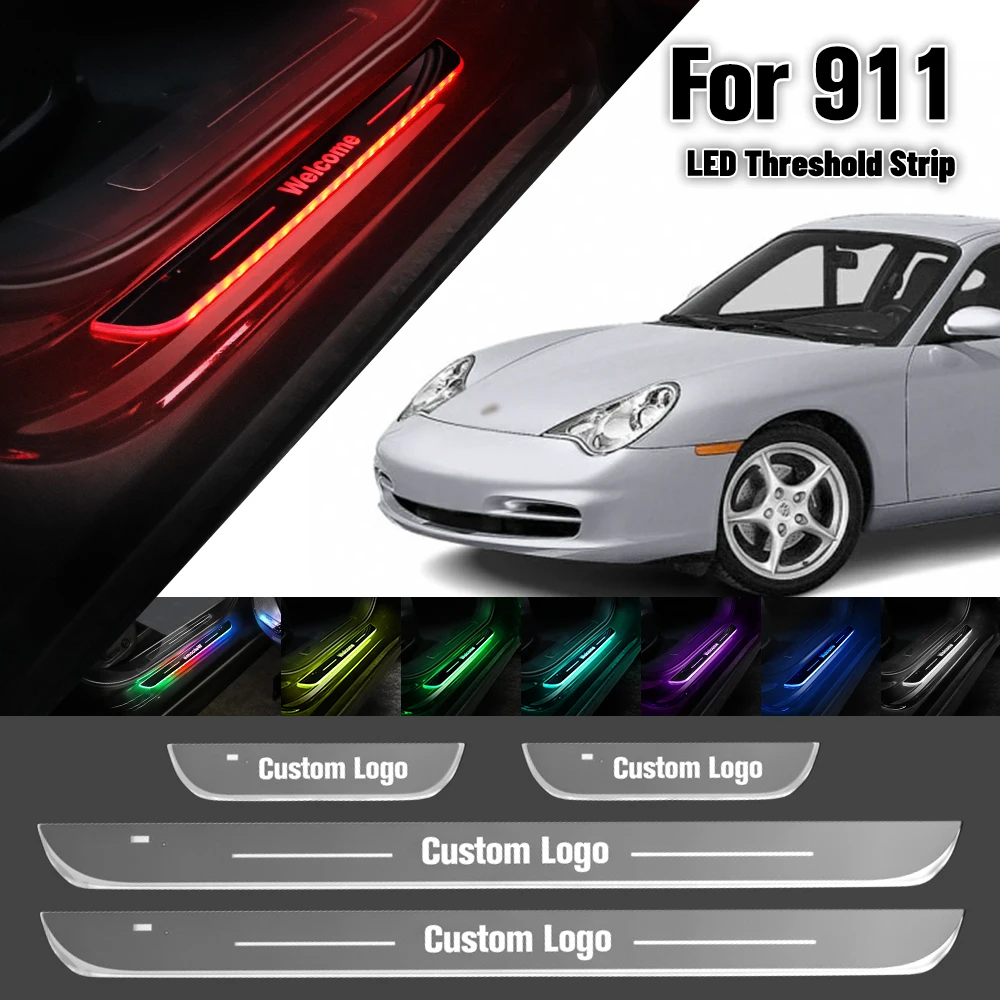 

For Porsche 911 1997-2023 Car Door Sill Light Customized Logo LED 2018 2019 2021 Welcome Threshold Pedal Lamp Accessories