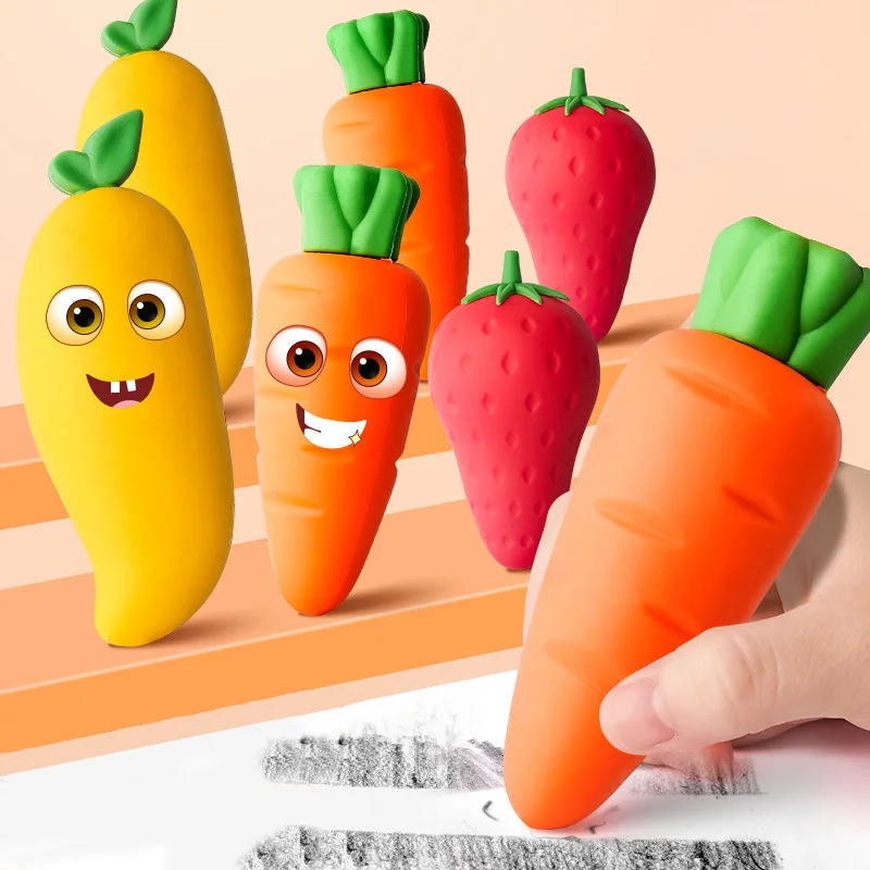 18/9 Pieces of Randomly Assorted Fruit Erasers, Creative Cartoon Cute Stationery for Kindergarten and Elementary School Students, Erases Cleanly Without Leaving Marks