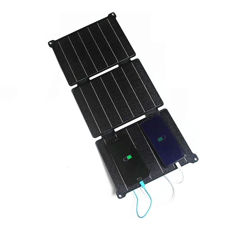 80W Portable Flexible ETFE Solar Panel USB/Type-C/DC Output Solar Folding Charger Power Bank for Phone Outdoor Travel Camping