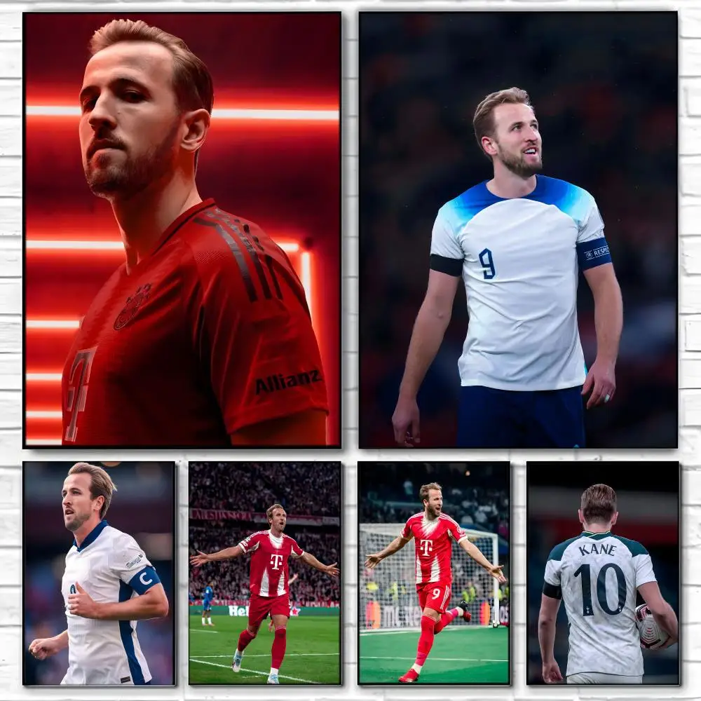 Football Star H-Harry Kane Poster  Self-adhesive Art Waterproof Paper Sticker Coffee House Bar Room Wall Decor