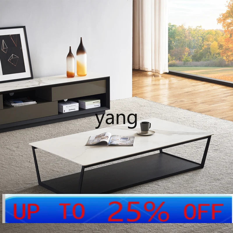 

Lmm minimalist rock slab coffee table TV cabinet combination simple light luxury marble coffee table