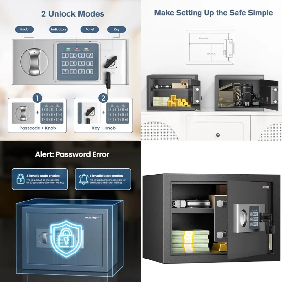 

Safe for Home, Safety Box, Lock Box for Money, Jewelry, Documents and Guns, Digital Security Safe for Office, Hotel and Persona