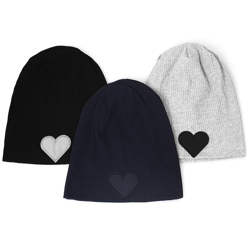 Frauen neue farbwechsel nde Herz Stern gerippte Baumwolle Mütze Hut weiche lässige Strick mütze für Damen Baggy Stretch Hüte