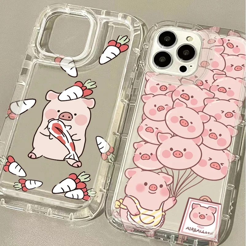 Creative Cute Little Pig Phone Case For Samsung Galaxy S24 Ultra S22 S21 S23 FE S20 Plus Note 20 10 Pro A34 A54 A33 A53 Cover