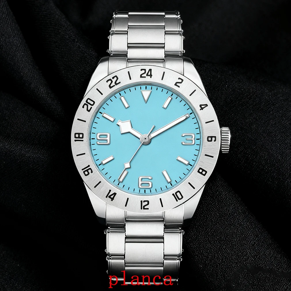 Часы NH35 диаметром 39 мм, серебряные часы из нержавеющей стали с фиксированным безелем и сапфировым стеклом для часов/спеestandardowego логотипа