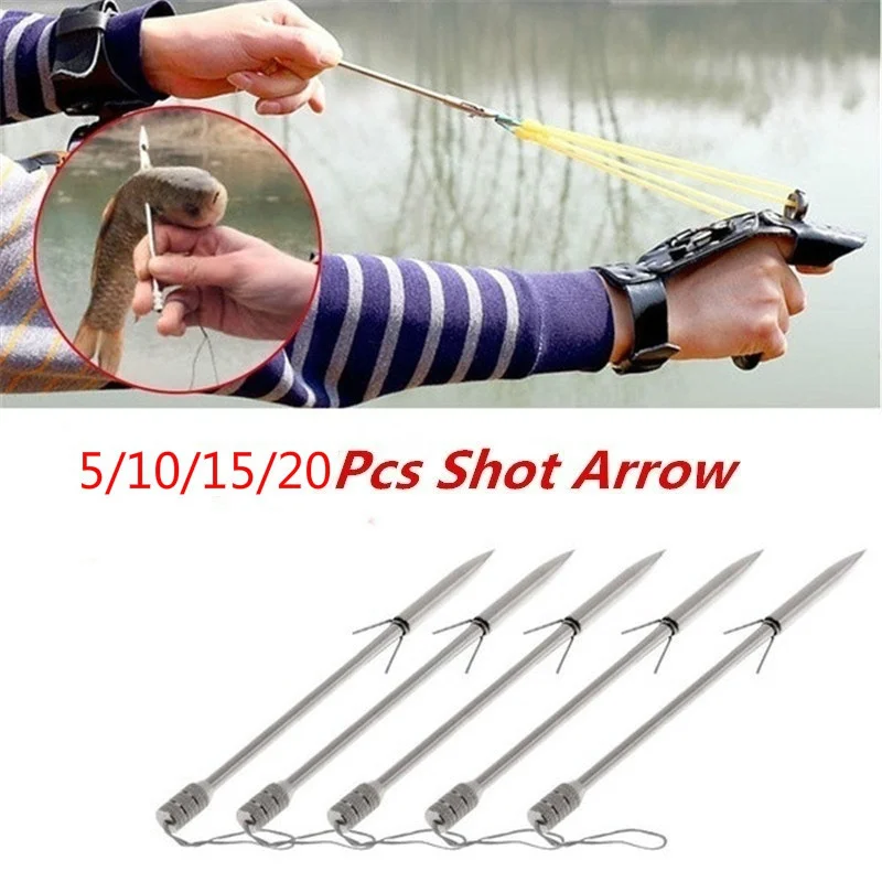 5/10/15/20PCS 14.5cm Slingshot shot Arrows metal bullet arrows Stainless steel Flying Fish darts Bow Tackle Accessory Darts