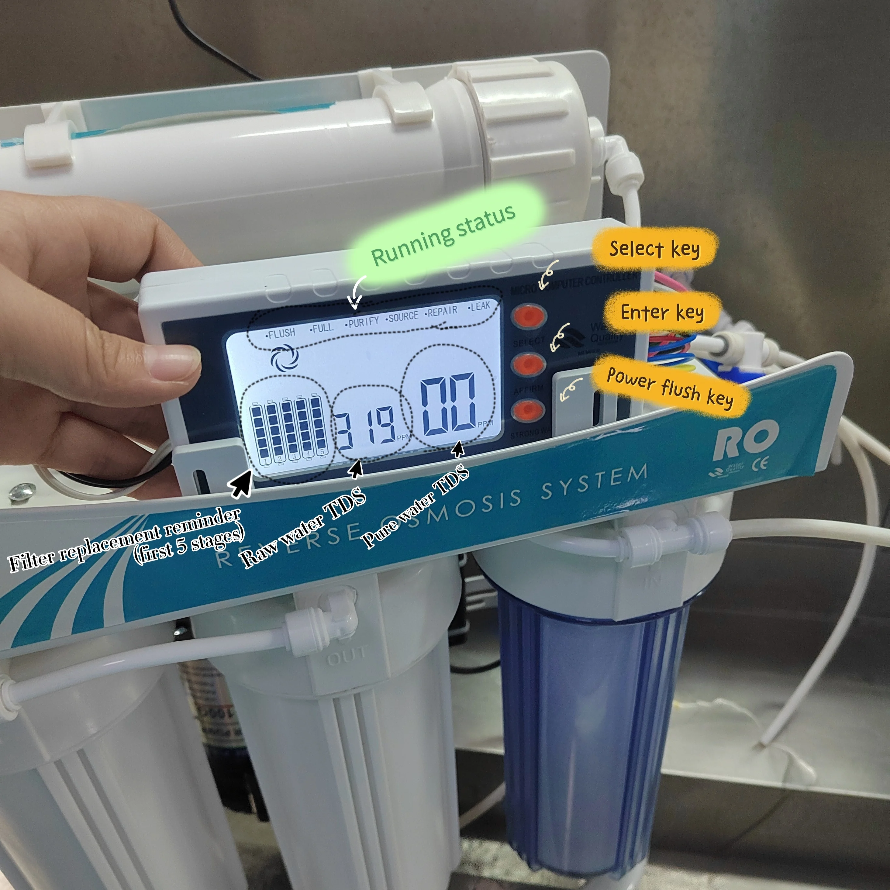 New 8 Stages 100GPD Home Water Purifiers 100GPD+UV+TDS Display Reverse Osmosis Water Filter System