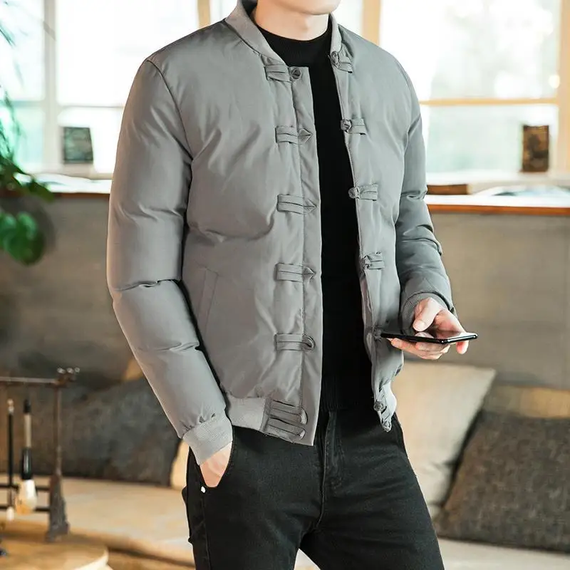 Winter KPOP Fashion Style Harajuku Slim Fit Tops Loose All Match Casual Thickening Outerwear Retro Button Long Sleeve Padded