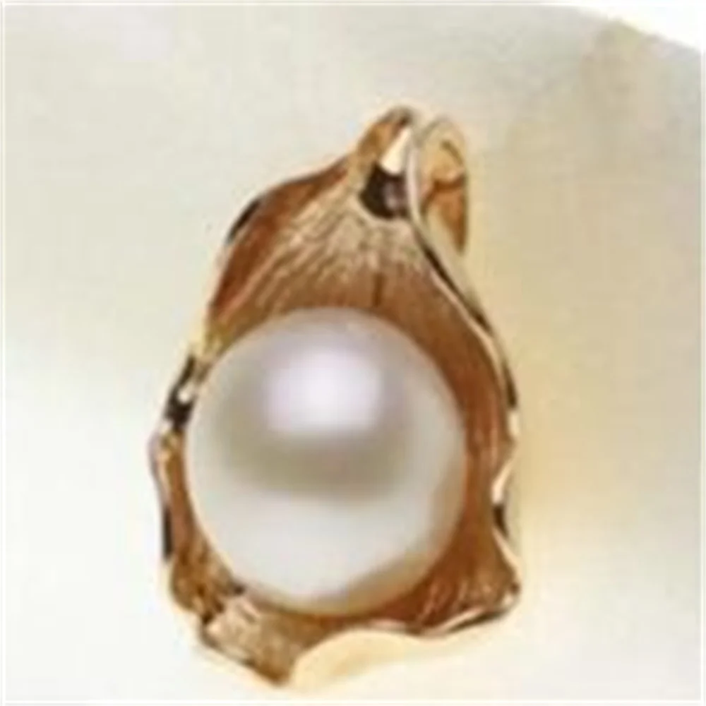 12-13MM AAA+ NATURAL SOUTH SEA GENUINE WHITE PEARL Rose gold PENDANT