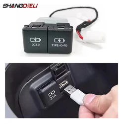 1PC Car Phone Charger Socket Dual QC3.0 USB Type C PD Charging Armrest Box Power Adapter For Toyota RAV4 Wildlander 2020-2024