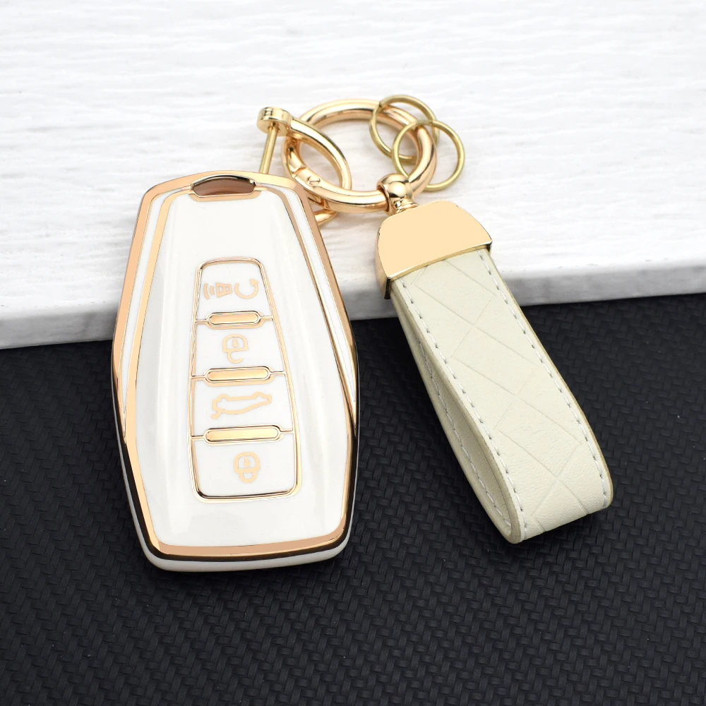 TPU Car Key Case Cover for Geely Okavango Coolray Atlas Monjaro Tugella Emgrand GT S Proton X50 X70 Auto Holder Keychain