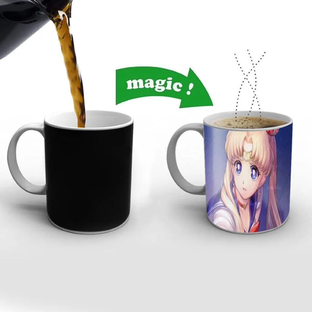 Japanische Anime Cartoon Mädchen Seemann Mond ein Stück Kaffeetassen und Tasse kreative Farbwechsel Tee tasse Keramik Milch becher Geschenke