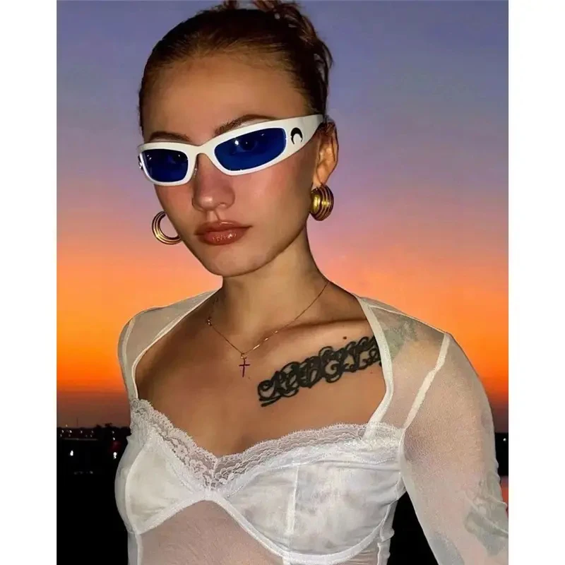 1/2/3pcs Trendy Designed Moon Rectangular Sunglasses Women Men Outdoor Cycling Sports Sunglass Vintage Hip Hop Punk Sun Glasses
