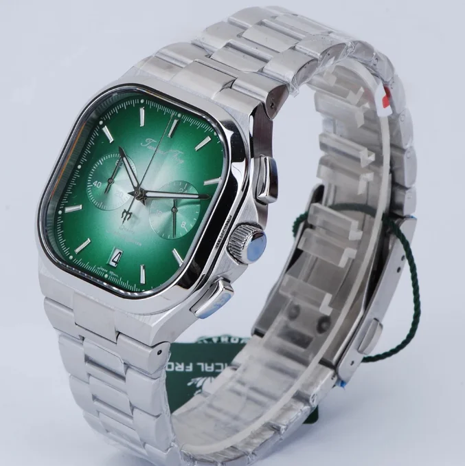 

Tactical Frog Men Chronograph Watch 40mm Pilot Quartz Wristwatch Square 10ATM Waterproof Luminous Sapphire Gradient Dial VK64