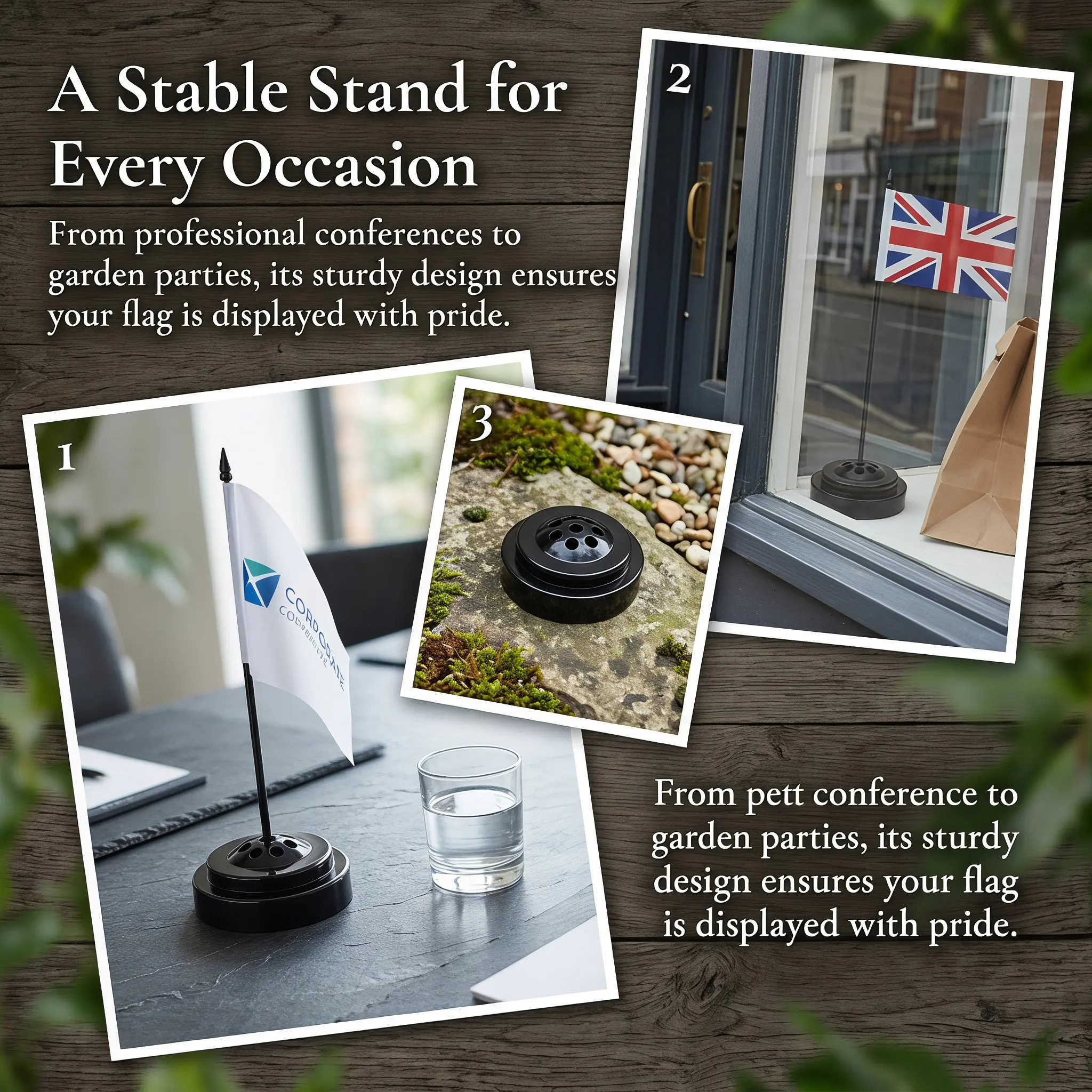 Desk Setup Small - 3Pcs Small Flag Holder Stand Premium