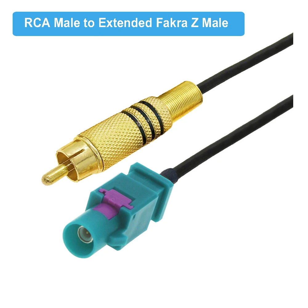 BEVOTOP Extended Fakra Z Male to RCA Male Plug Video Cable Adapter Pigtail Car Parking Reversing Rear View Camera Adapter Cable