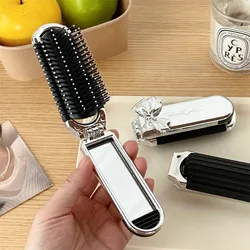 Bow Mini Hair Brush Folding Massage Combs Head Massage Anti-Static Hair Brush Girl Hair Combs with Mirror Portable Traveling New