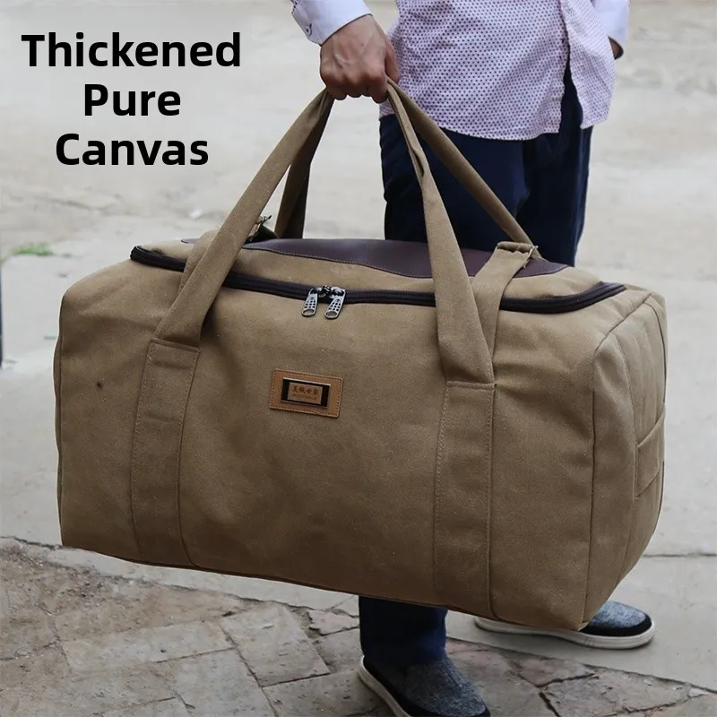 

Durable Canvas Travel Bag Men's Outdoor Moving Tourism Lage Bag Portable Travel Quilt Bag Retro Sle Foldable oulder Bag