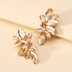 Elegant Shiny Glass Wing Stud Earrings For Women Trendy Luxury Design Fairy Holiday Prom Party Charming Jewelry Ear Accessories
