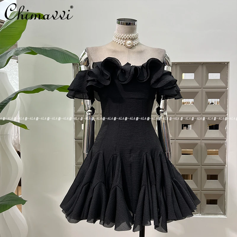 

Милое сказочное однотонное короткое платье с открытыми плечами и лепестками, лето 2025, новые модные облегающие элегантные вечерние платья