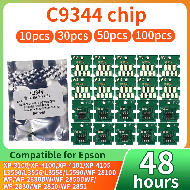 10~100pc C9344 Maintenance Tank box chip Compatible for EPSON XP-4101 XP-4100 XP4105 WF2851 WF2830 WF2850 WF2810 dwf XP3100