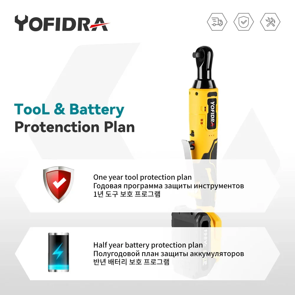 Yofidra 3/8 Inch 200N.M Electric Ratchet Wrench For Makita 18V Battery Rechargeable Removal Screw Nut Car Repair Tool