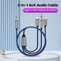 3 in 1 Type C 3.5mm Jack Aux Cable To IOS Audio Cable Adapter for iPhone iPad Car Speaker Male to Male USB-C Converter Cable