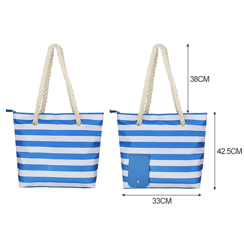 Wine Ice Bag With Inner Insulated Compartment Portable Large Capacity Beach Tote Handbag For Outdoor Beach Party