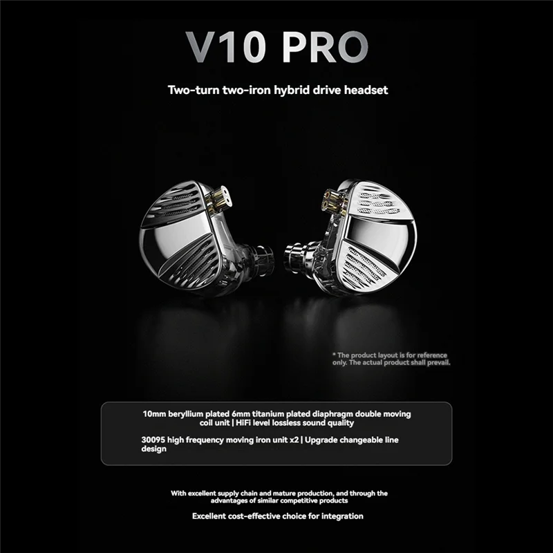 Nieuw - TRN V10 PRO-oortelefoon Dual Dynamic High-Fidelity Sound In-Ear-monitoren Hoofdtelefoon Zilver A
