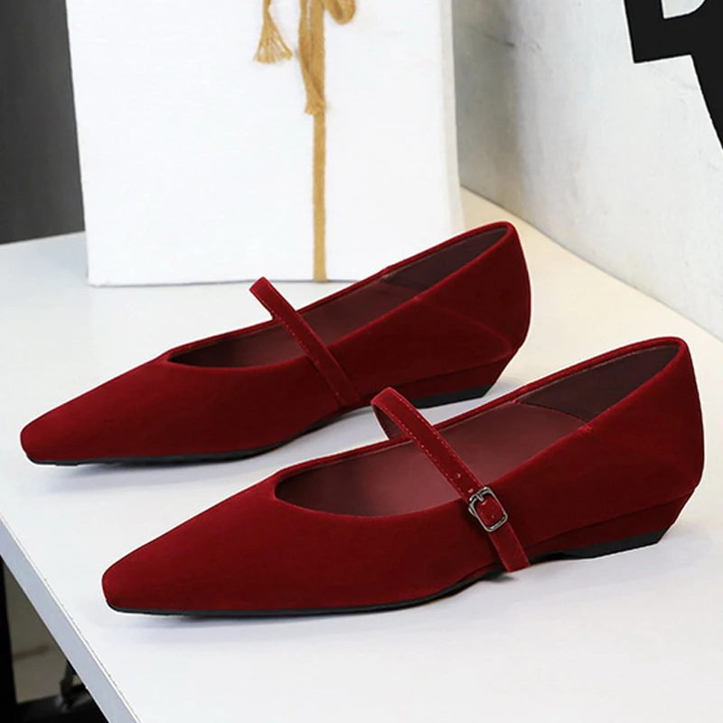 

BIGTREE/весенние уличные туфли-лодочки с острым носком, женские элегантные вечерние женские туфли на танкетке с пряжкой и ремешком, Zapatos Mujer