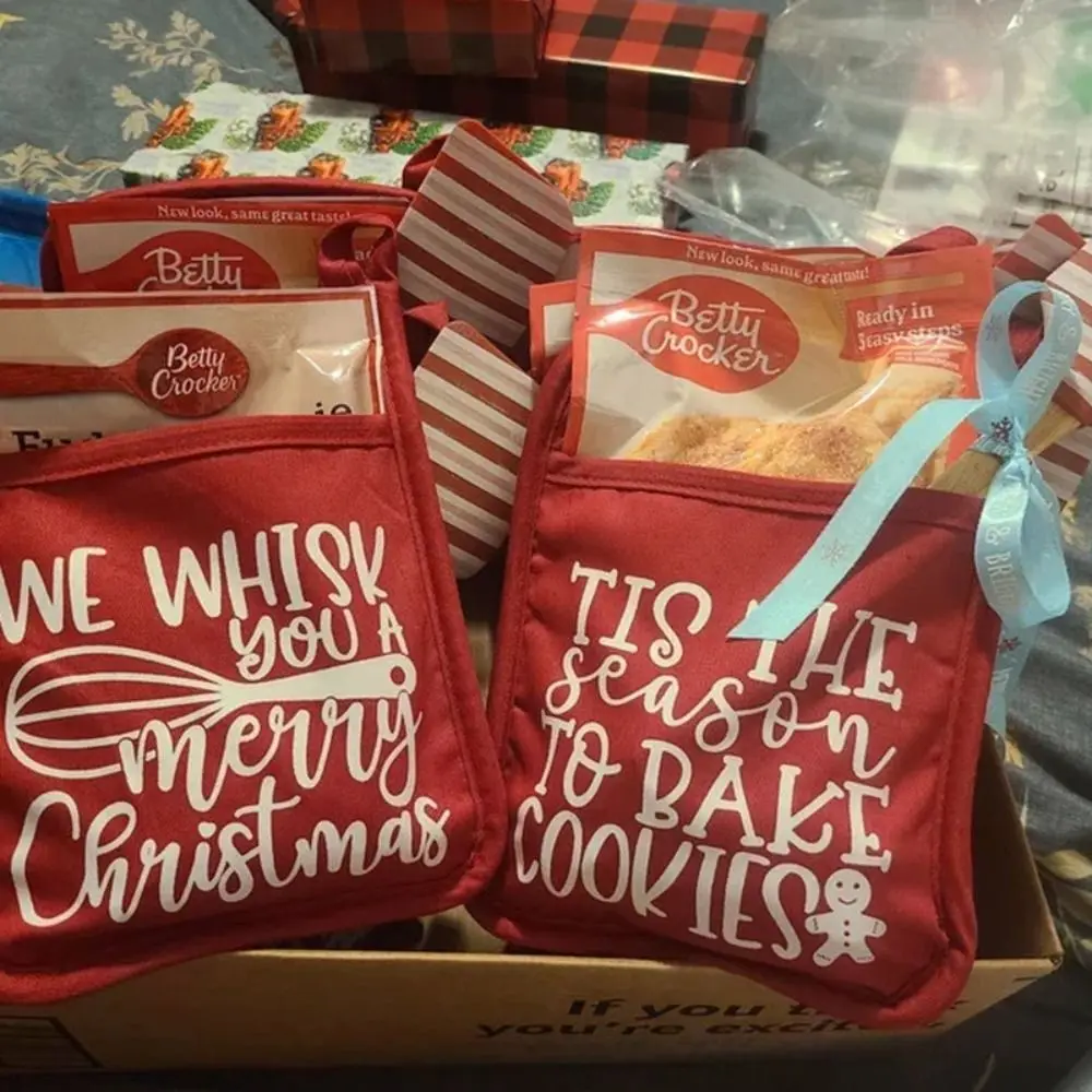 

Подарочные тканевые рождественские горшки, прихватки для выпечки, прочные забавные декоративные прихватки для духовки, красные рождественские подарочные упаковки, Рождество