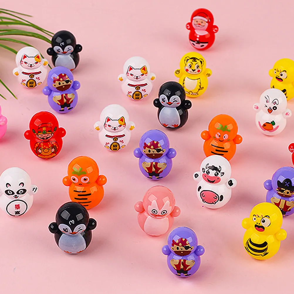 60 Pcs Cute Mini Tumbler Toy Bulk Desktop Ornament Cartoon Party Bag Fillers Favor Toys Goodie - view 6