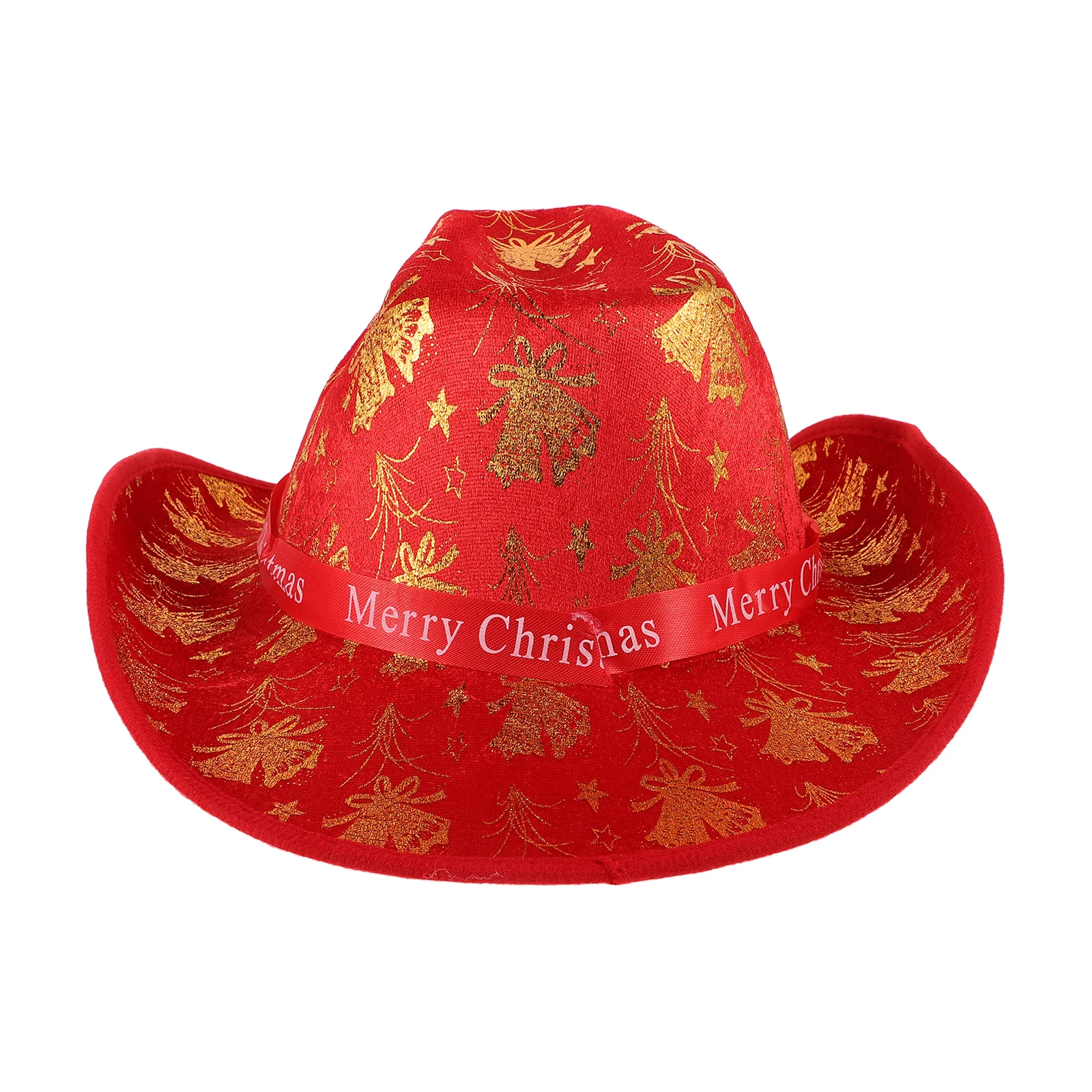 

Red Christmas Cowboy Hat Soft Cloth Santa Claus Holiday Party Costume Xmas Cowgirl Hat Warm Christmas Decoration